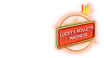 Значок с надписью Lucky 6 Roulette Madness, символизирующий промоакцию рулетки в Казино Drip.