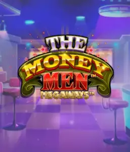 Изображение игрового автомата The Money Men Megaways от Pragmatic Play, показывающее яркий городской пейзаж с элементами хип-хоп культуры. На переднем плане расположены символы слота: золотые украшения, крутые автомобили и персонажи, исполняющие рэп жесты, создающие атмосферу настоящего хип-хоп выступления. Логотип игры The Money Men Megaways находится в верхней части изображения, подчеркивая тематику и стиль слота.